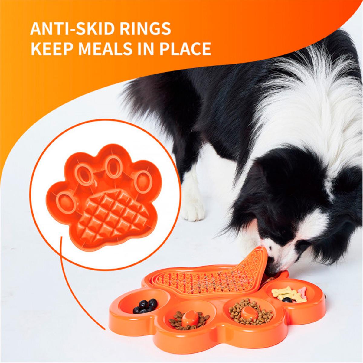 Alfombra De Lamer Petdreamhouse Paw 2 En 1 Naranja Alimentador Lento Y Almohadilla